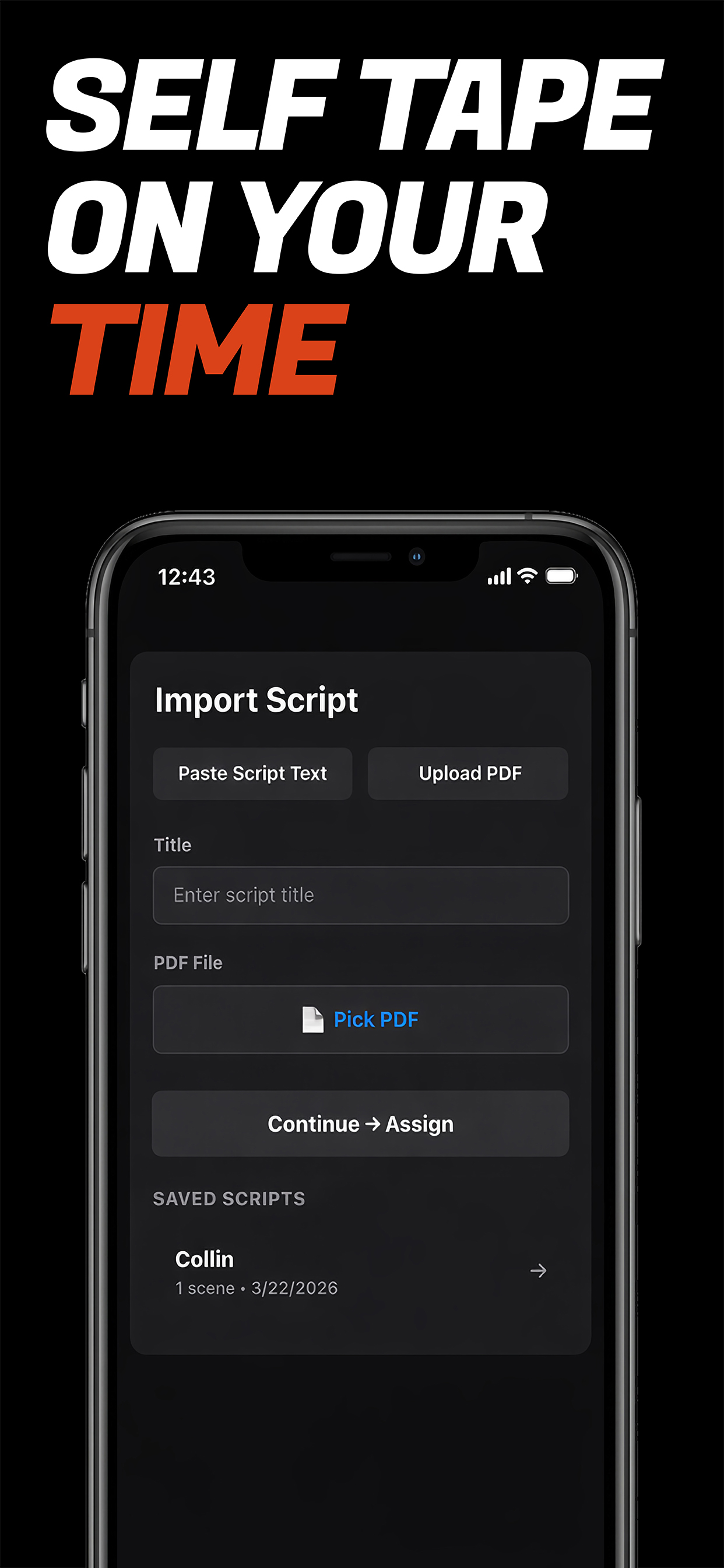 OffBook Studio app screen — import sides
